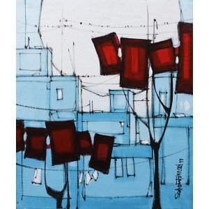 Salman Farooqi, 10 x 12 Inchc, Acrylic on Canvas, Cityscape Painting-AC-SF-123